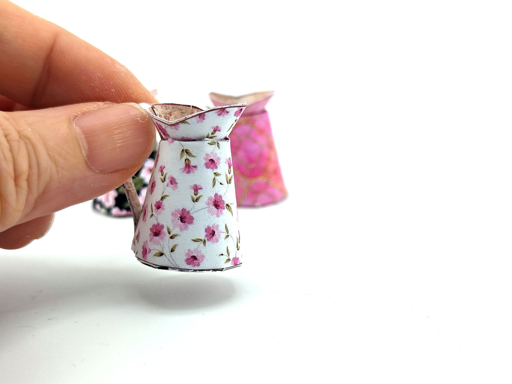 Miniature Pitcher Set, Floral Pattern, 1:12 Scale (Digital Download)