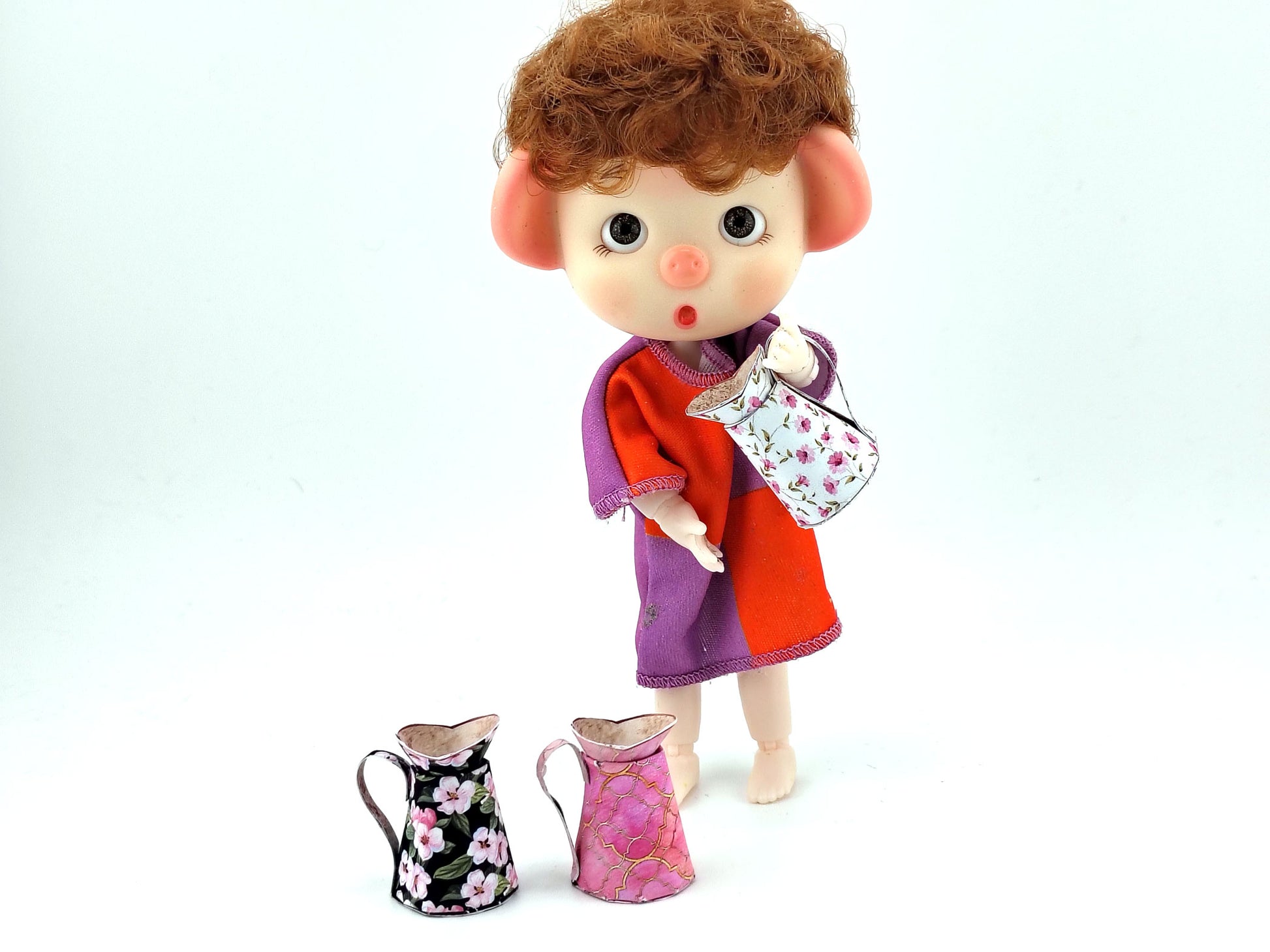 Miniature Pitcher Set, Floral Pattern, 1:12 Scale (Digital Download)