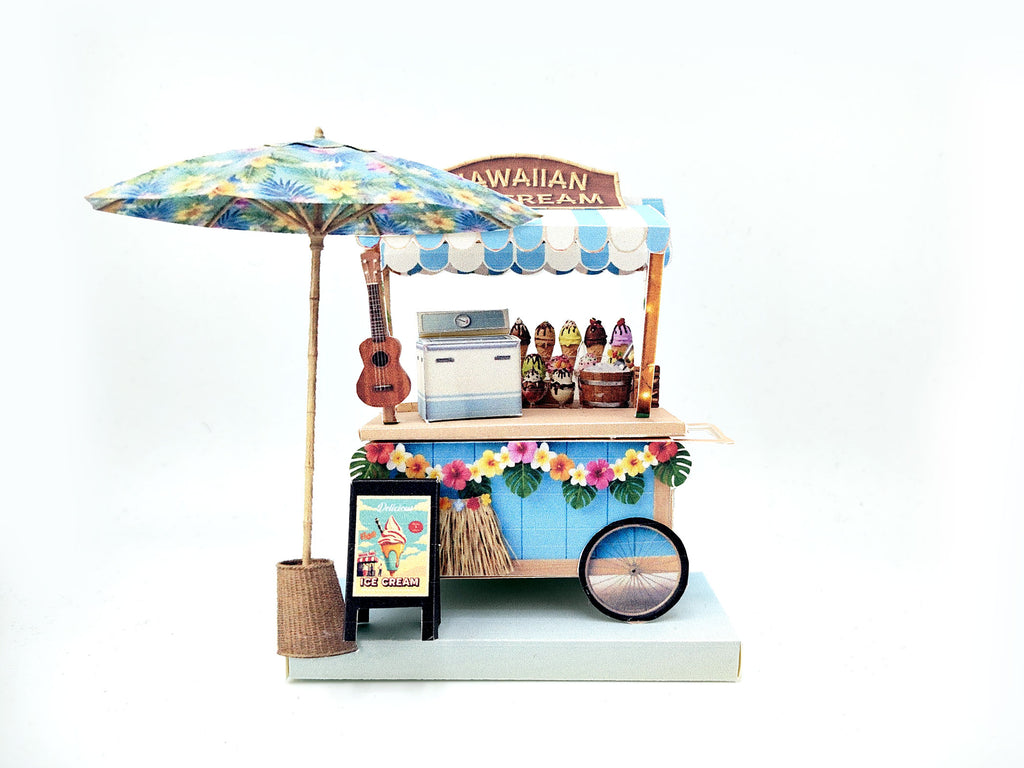 Hawaiian Ice Cream Cart DIY Miniature Kit — Printable Holiday Street Food Stand with ice ccream freezer (Digital Download)