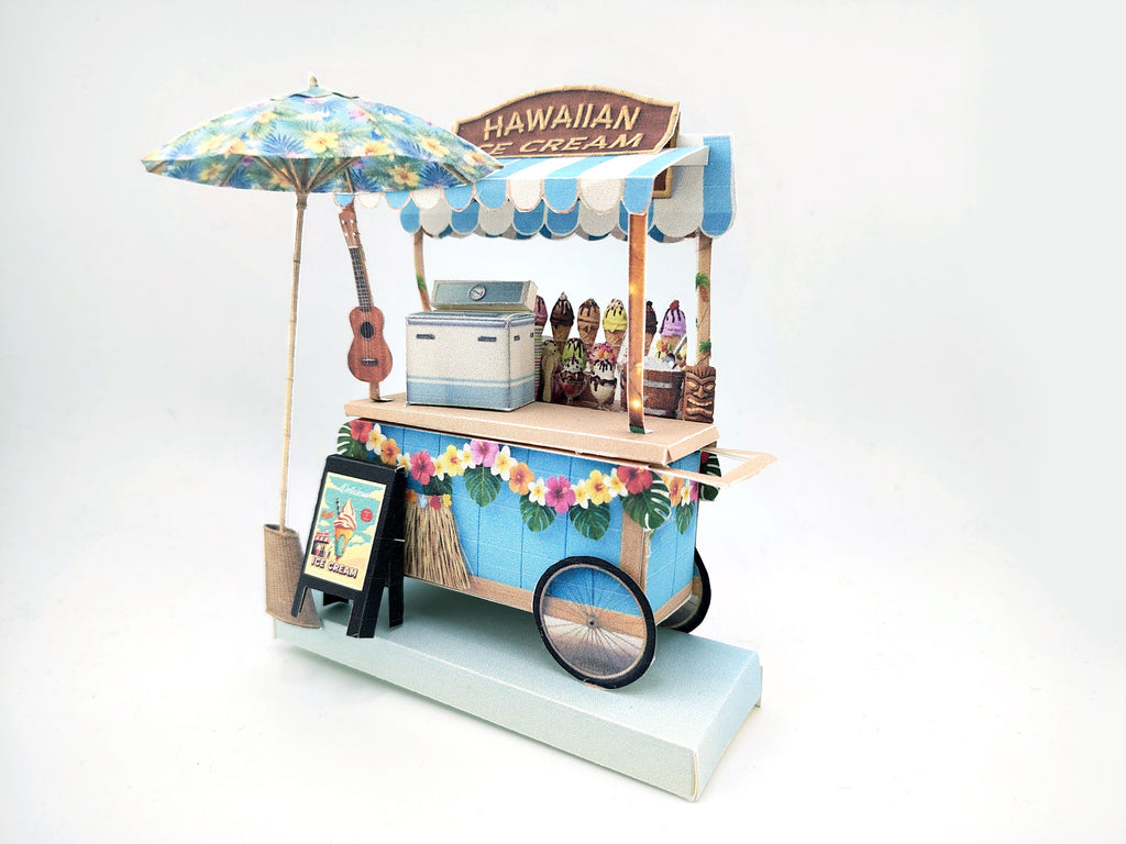 Hawaiian Ice Cream Cart DIY Miniature Kit — Printable Holiday Street Food Stand with ice ccream freezer (Digital Download)
