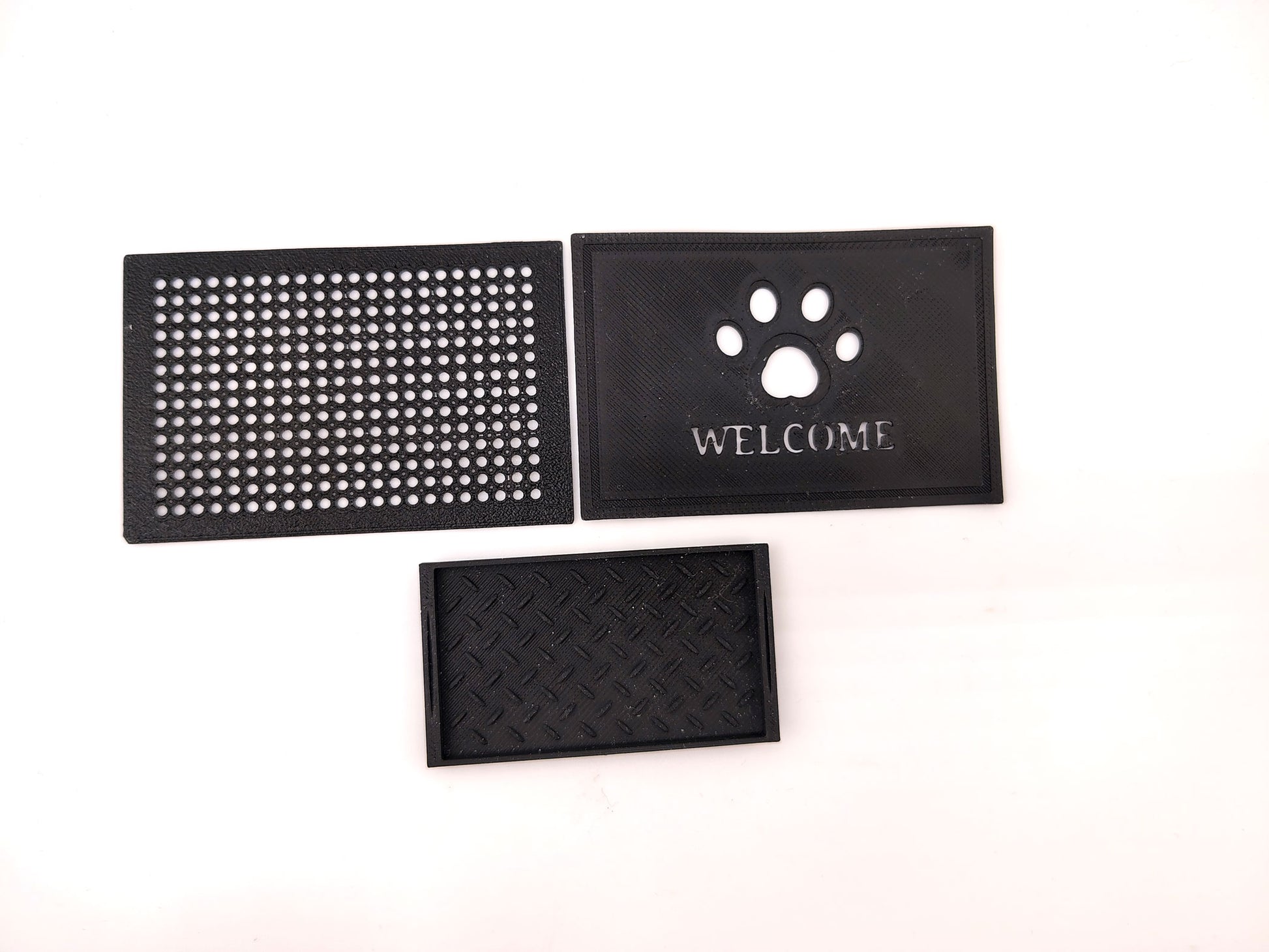 1:12 Scale Miniature Shoe Drip Trays & Floor Mat STL, 3D Print Mudroom Set, Dollhouse Entryway Accessories, 3 Styles, Digital Download