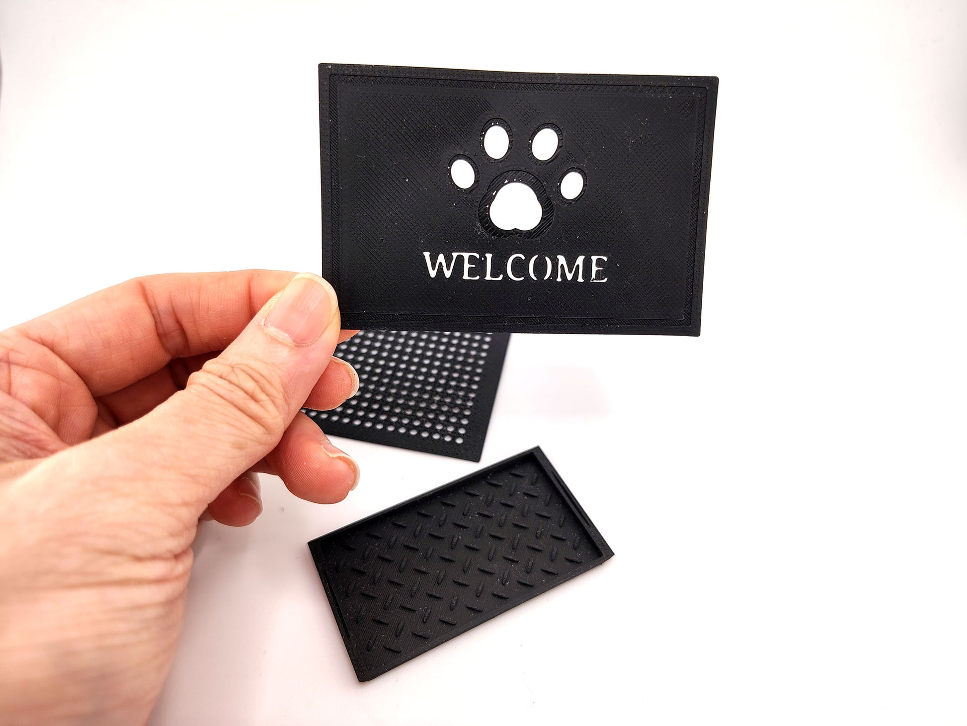 1:12 Scale Miniature Shoe Drip Trays & Floor Mat STL, 3D Print Mudroom Set, Dollhouse Entryway Accessories, 3 Styles, Digital Download