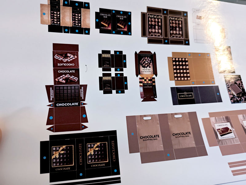 11 Miniature Chocolate Wrappers, 1:12 Scale Dollhouse Food (Digital Download)