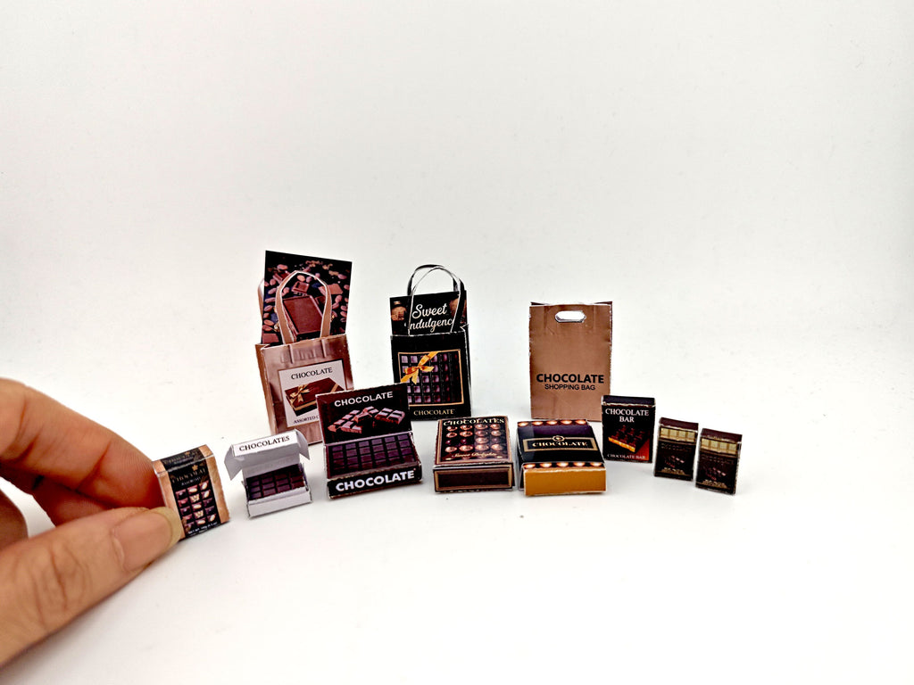 11 Miniature Chocolate Wrappers, 1:12 Scale Dollhouse Food (Digital Download)