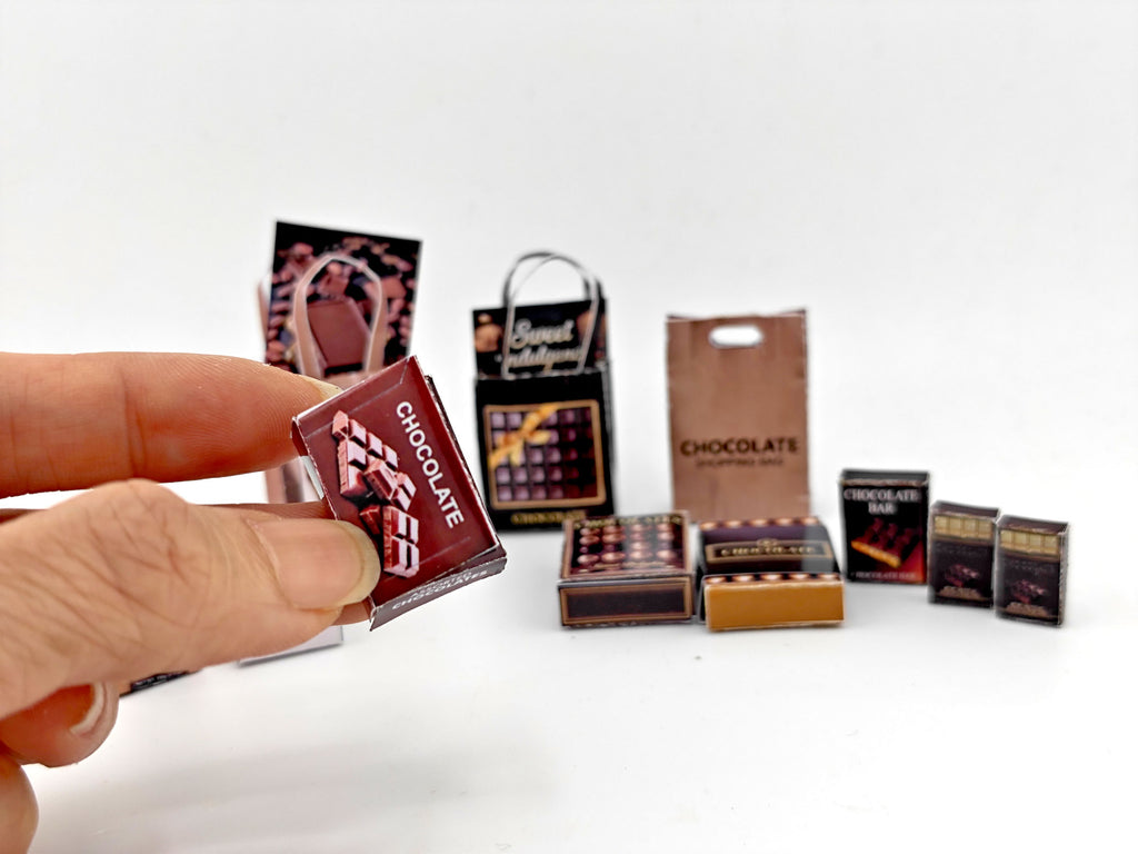 11 Miniature Chocolate Wrappers, 1:12 Scale Dollhouse Food (Digital Download)