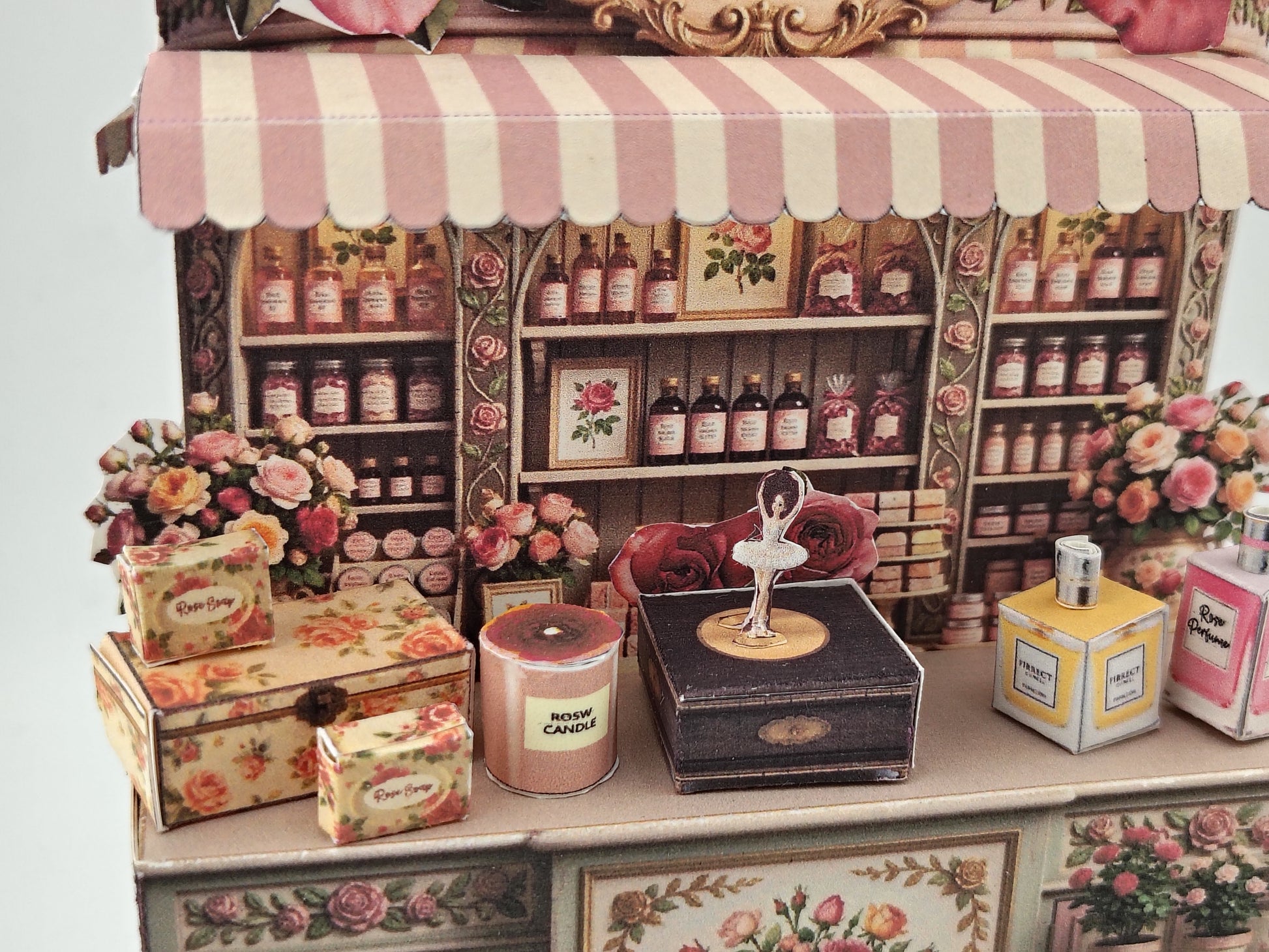 Rose Corner Perfume Boutique Diorama Kit, 3D Miniature Papercraft (PDF Download)