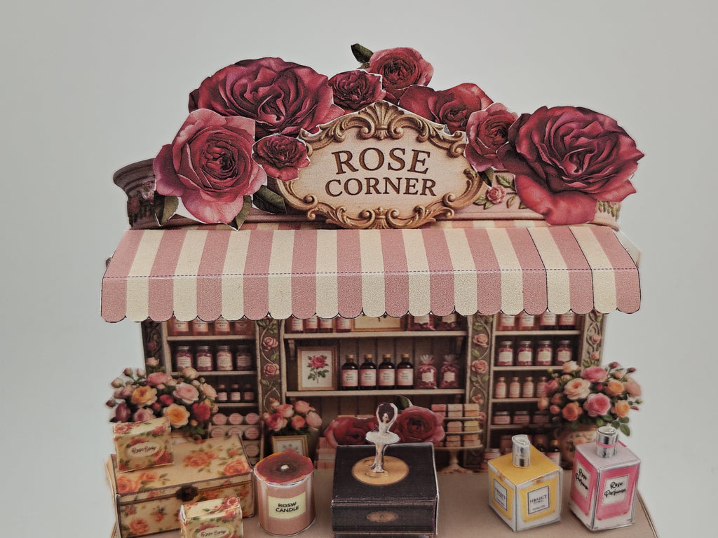 Rose Corner Perfume Boutique Diorama Kit, 3D Miniature Papercraft (PDF Download)