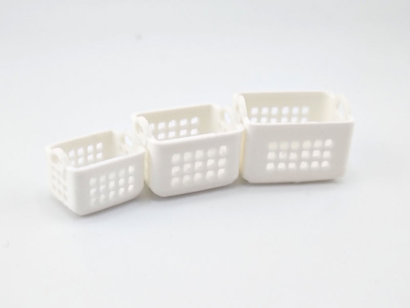 1:12 Miniature Stackable Storage Baskets STL File, 3D Print Nesting Laundry Crates, Dollhouse Closet & Pantry Bins, Digital Download