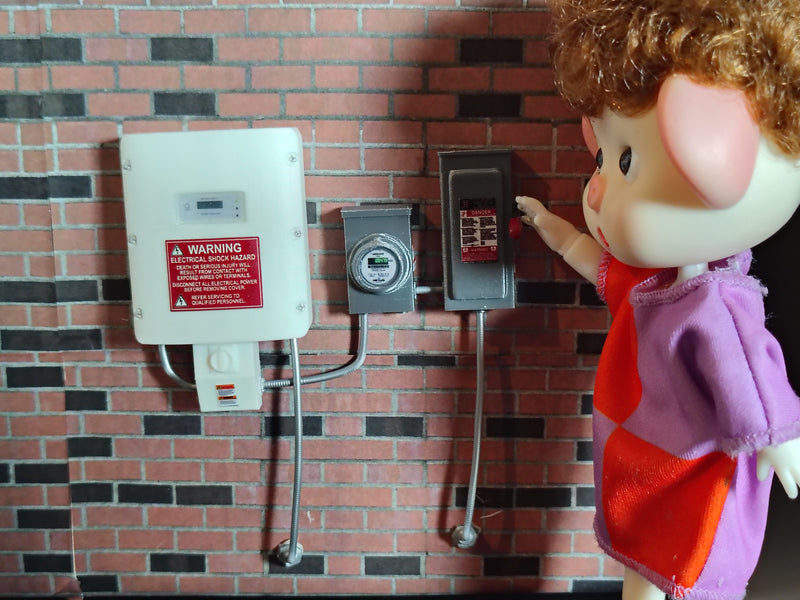 1:12 Solar Inverter and Electric Meter Set, Tiny Utility Disconnect Switch Box, Dollhouse Outdoor Exterior Wall Electrical Miniature (Physical Product)
