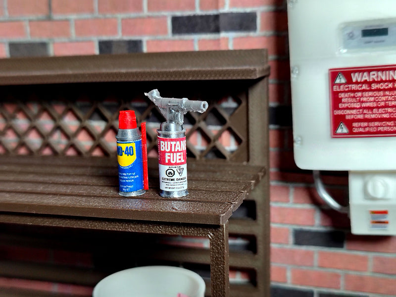 1:12 Scale Miniature Butane Torch Fire Gun, Tiny Kitchen Blowtorch Fuel Canister, Bakery Chef Craft Workshop Garage (Physical Product)