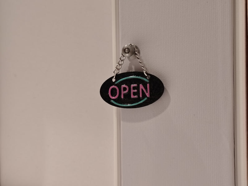 1:12 Scale Glow Neon OPEN Sign, Miniature Storefront Plaque, Dollhouse Diorama (Physical Product)