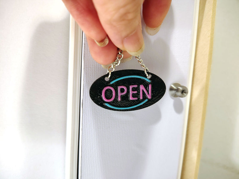 1:12 Scale Glow Neon OPEN Sign, Miniature Storefront Plaque, Dollhouse Diorama (Physical Product)
