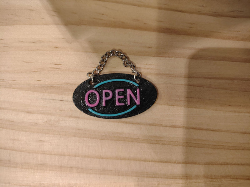 1:12 Scale Glow Neon OPEN Sign, Miniature Storefront Plaque, Dollhouse Diorama (Physical Product)