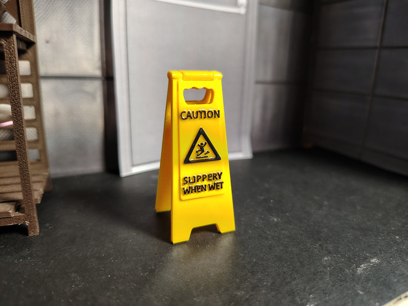 1: 12 Caution Wet Floor WarningSign,  Handmade Miniature Tiny Safety Cone, Dollhouse Janitorial Garage Lobby Diorama Prop (Physical Product)