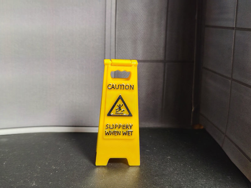 1: 12 Caution Wet Floor WarningSign,  Handmade Miniature Tiny Safety Cone, Dollhouse Janitorial Garage Lobby Diorama Prop (Physical Product)