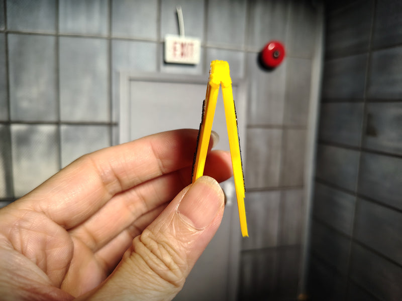 1: 12 Caution Wet Floor WarningSign,  Handmade Miniature Tiny Safety Cone, Dollhouse Janitorial Garage Lobby Diorama Prop (Physical Product)