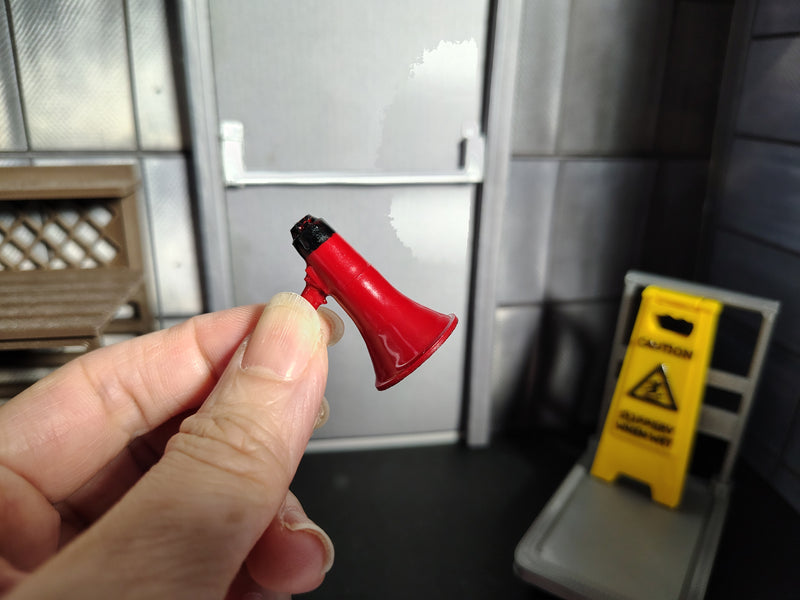 1:12 Scale Miniature Red Megaphone, Handcrafted Diorama Prop (Physical Product)