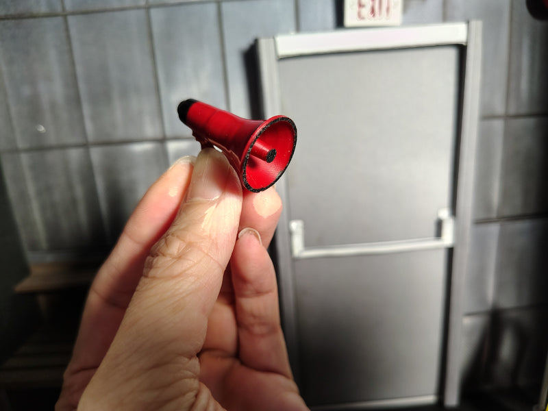1:12 Scale Miniature Red Megaphone, Handcrafted Diorama Prop (Physical Product)