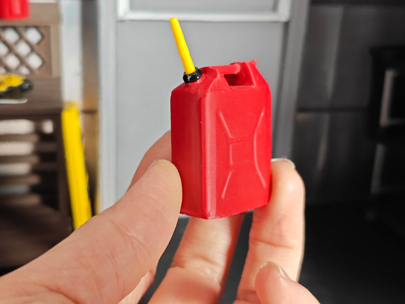 1:12 Red Gas Can Fuel Jerry Can,  Handmade Miniature Tiny Gasoline Container, Dollhouse Garage Diorama Prop (Physical Product)