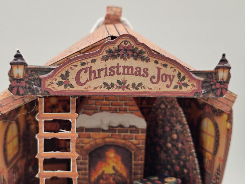 Printable Christmas Cottage Lantern Kit, Elf House, Paper House, DIY 3D Fireplace Ornament PDF