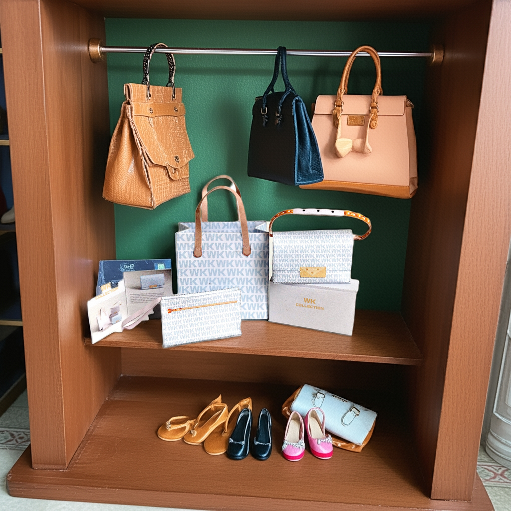 1:6 WK collection fashion purse DIY Luxury brands pochette bag 5 items luxury house decor and department store closet decor fashion shop