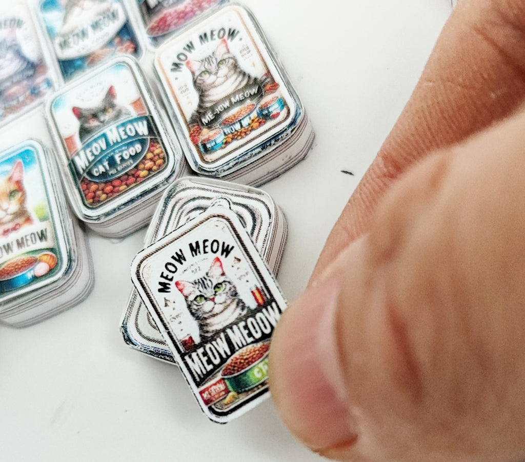 Printable Cat Food Cans, Miniature Dollhouse Kitchen Scene (PDF Download)