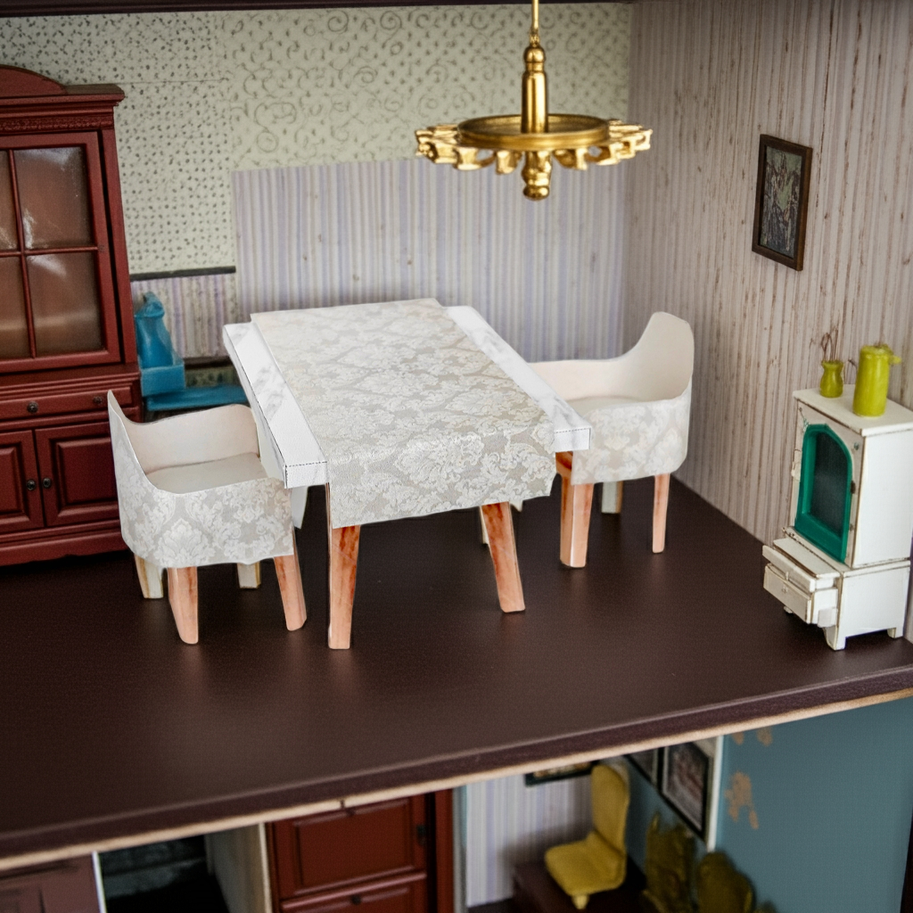 1:12 Dining Living room Table and Chair - Affordable Printable Dollhouse furniture,  DIY, miniature template, BMM shoesbox miniature