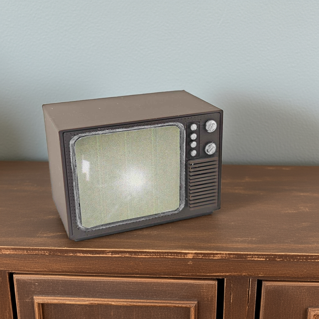 Vintage TV 3d STL file for 1:12 dollhouse, perfect dollhouse decor for classic toy house scene
