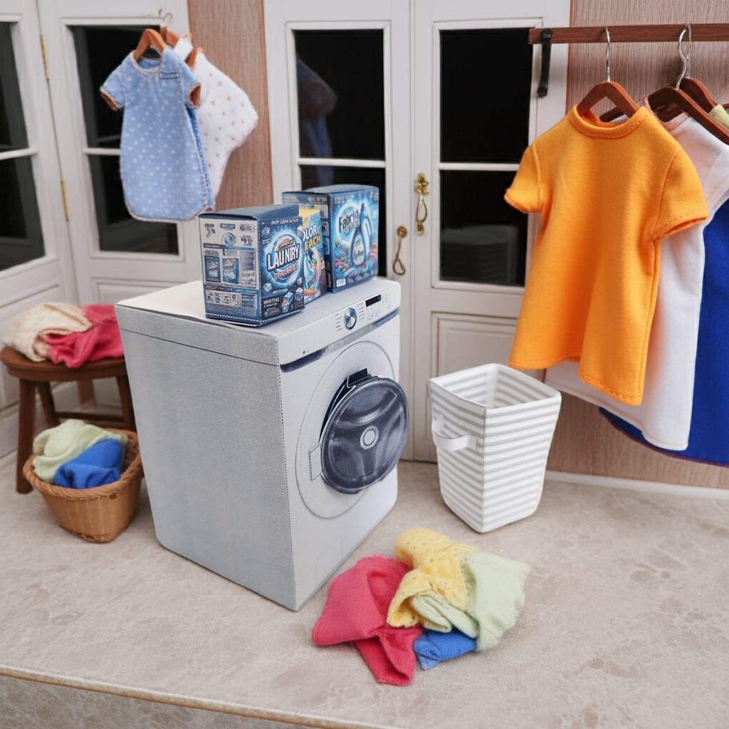 1:12 laundry setup washing machine & detergents for dolls and barbies dollhouse laundry room miniature play 5 styles