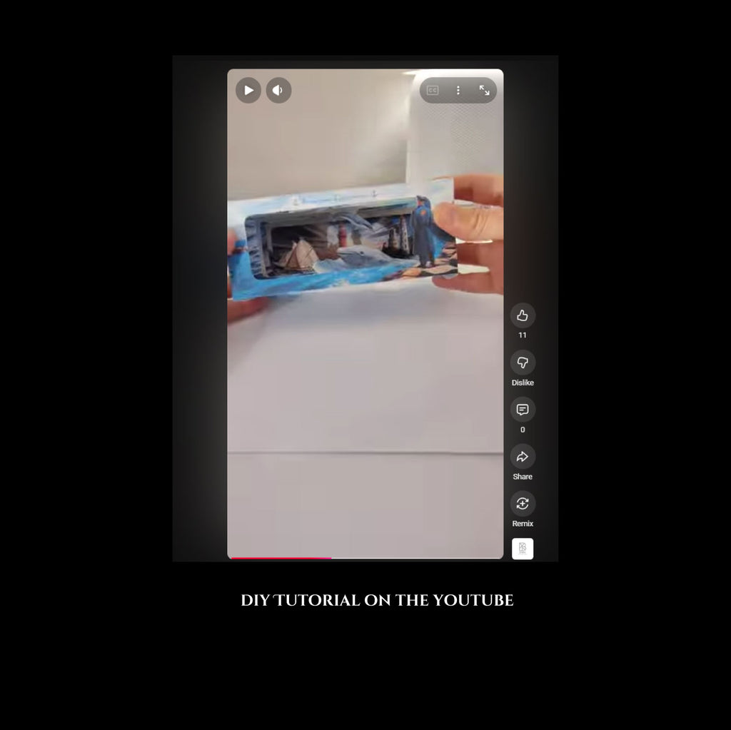 The Sea and the lighthouse horizontal book nook kit: Foldable Paper Diorama (PDF & PNG Templates) 7 pages