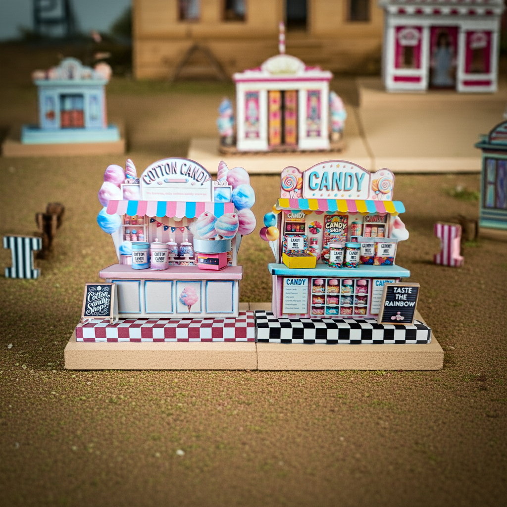 - PickScene Pinky Cotton Candy Shop- DIY miniature scenery kit, instant download template, gift, miniature