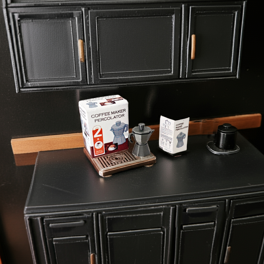 1:12 Stove top coffee maker 3D printable file mini appliances for mini kitchen