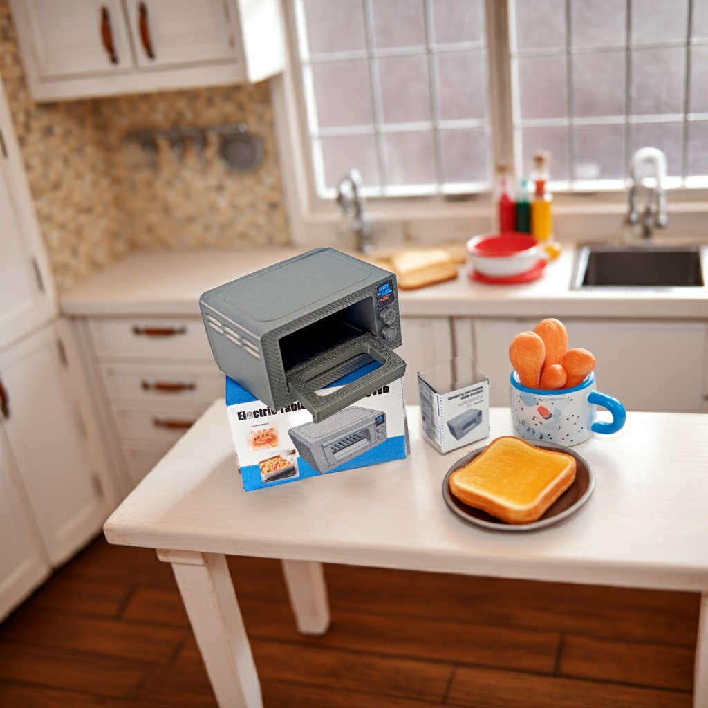 3D printing STL - 1:12 Toaster oven plus box and Manuel, mini cookware, mini pot, kitchen, applicants, cooking scene