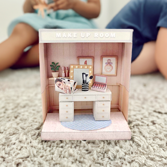 Pick Scene Pink Make Up Room — Stylish DIY Miniature Kit for 3-Inch Dolls