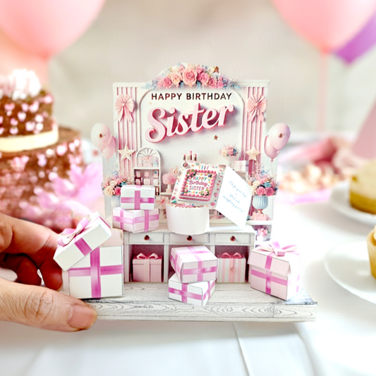 - Pick Scene Sister birthday stand - DIY miniature kit, birthday presents, cards