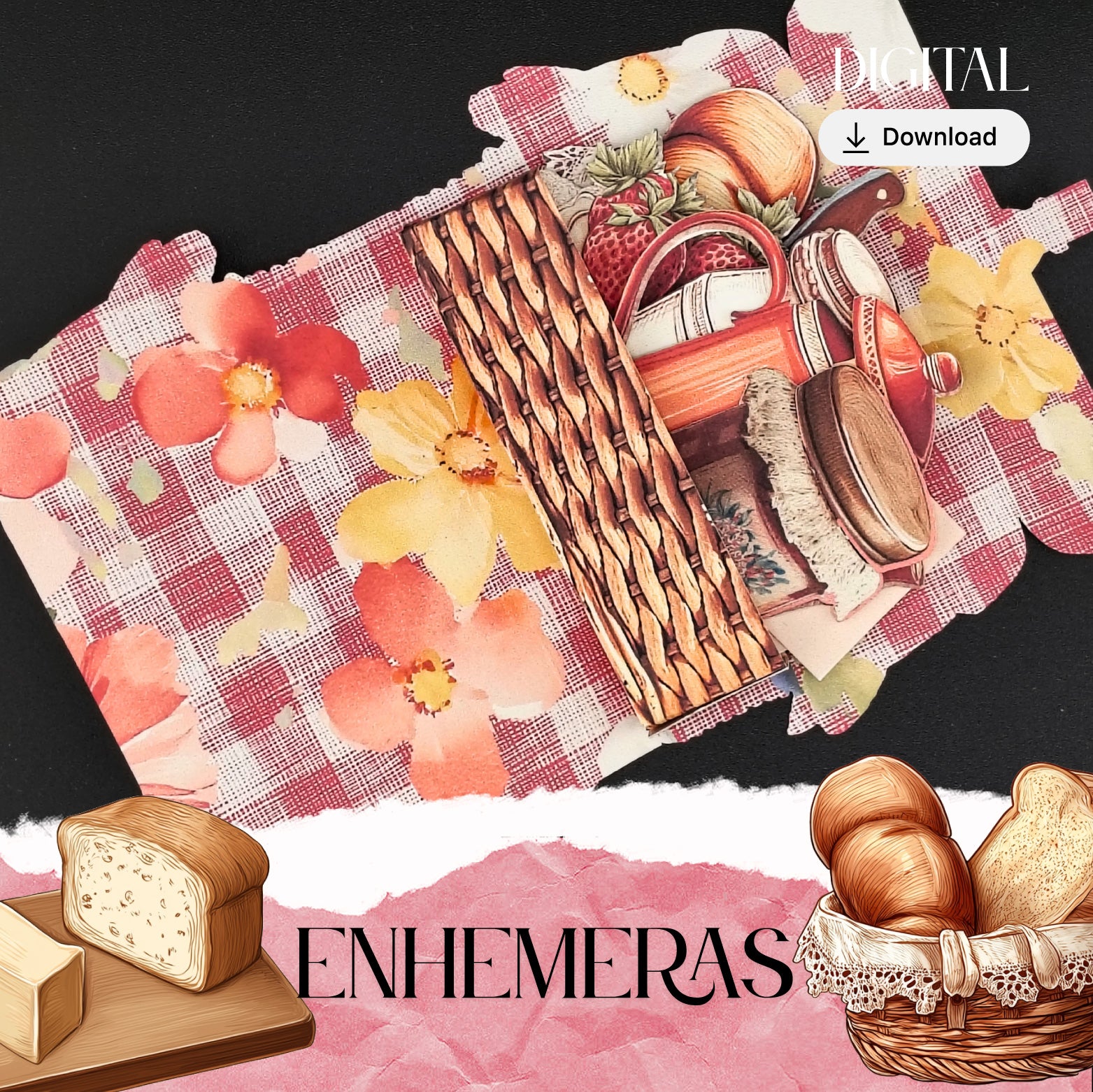 Outie Craft Picnic Fun Folio Kit — DIY Paper Craft with 7 Ephemera & Playable Card Kit Featuring Inspiring Quotes