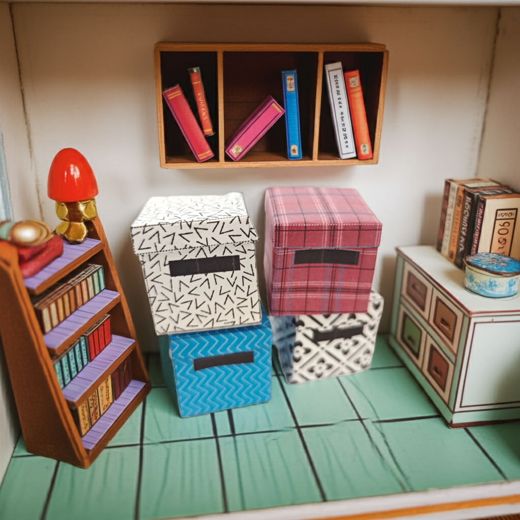 1:12 Square organization boxes 4 items in different color, easy fold
