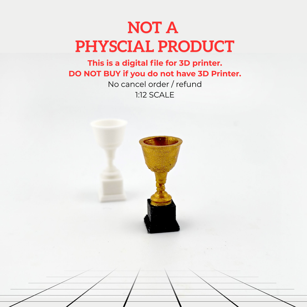 1:12 Golden Trophy STL — Miniature Award Cup for Dollhouse Displays (Instant 3D Print Download)