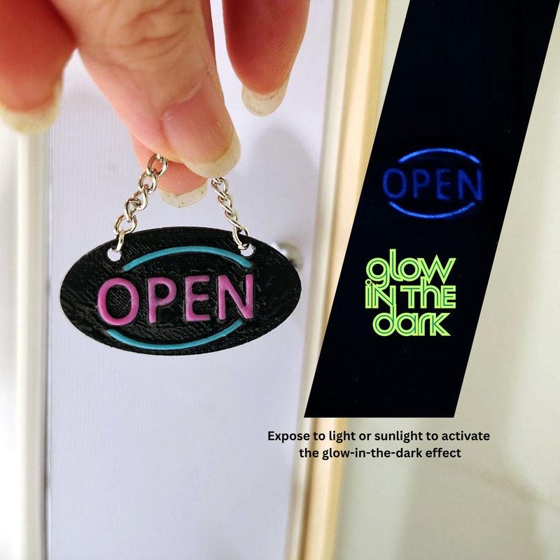 1:12 Scale Glow Neon OPEN Sign, Miniature Storefront Plaque, Dollhouse Diorama (Physical Product)