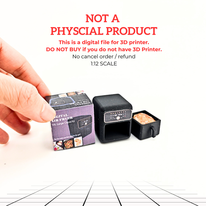1:12 Scale Miniature Air Fryer 3D Printing File (STL & PDF)