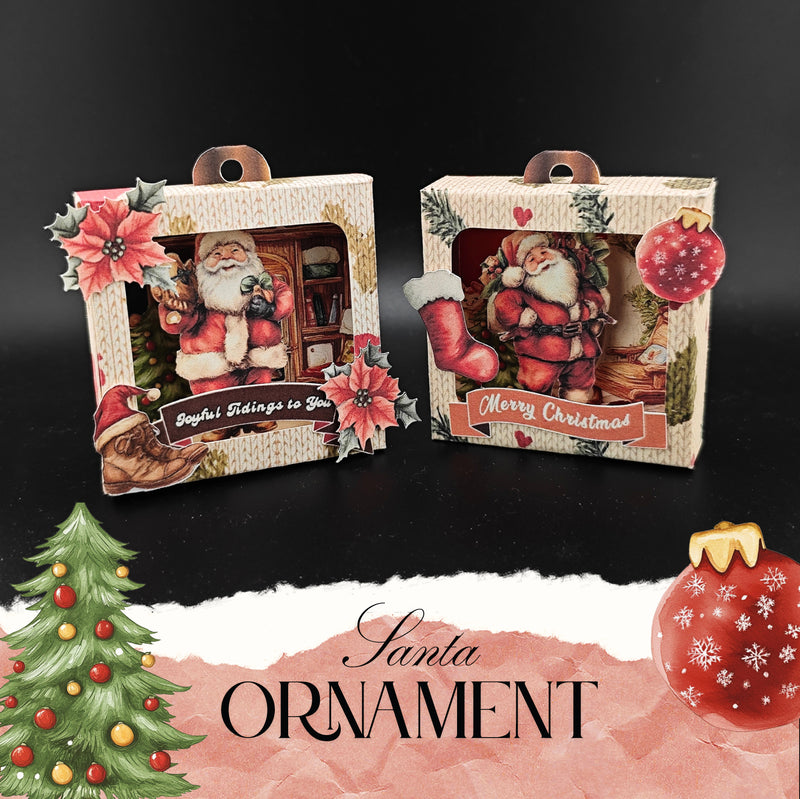 Christmas Santa Ornament Square Tunnel Box for DIY personalize ornament