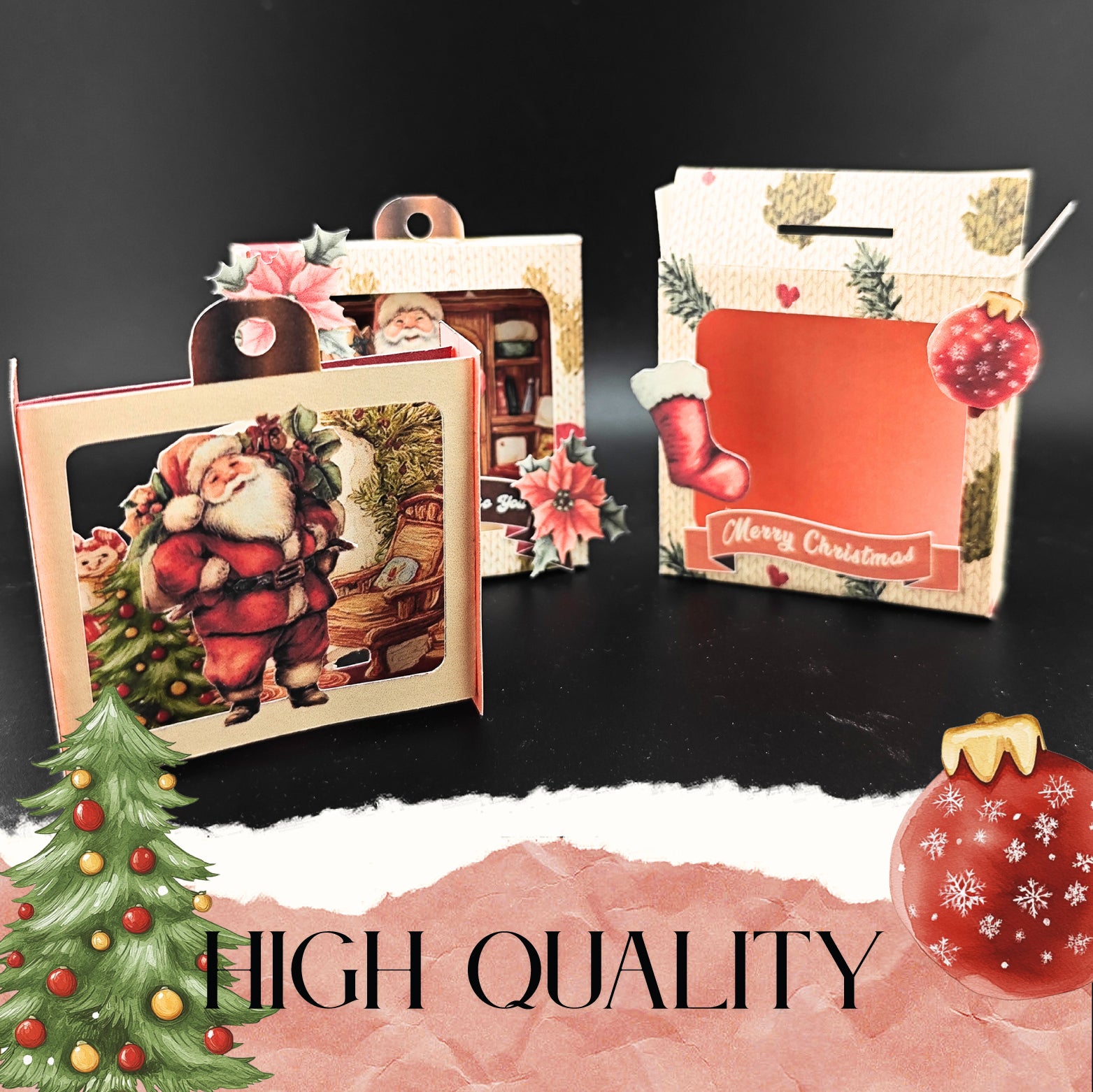 Christmas Santa Ornament Square Box for DIY personalize ornament