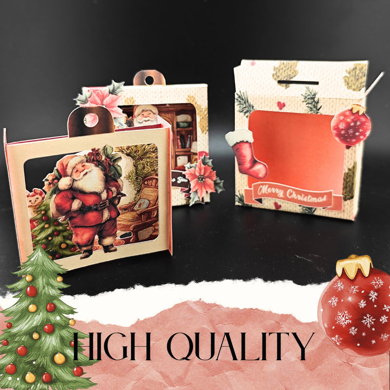 Christmas Santa Ornament Square Tunnel Box for DIY personalize ornament