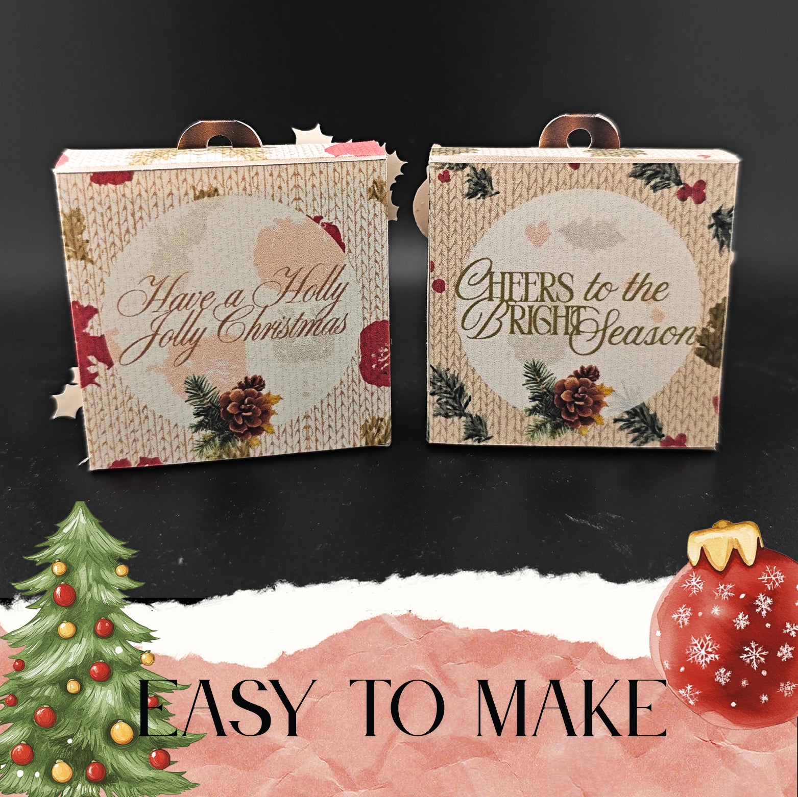 Christmas Santa Ornament Square Box for DIY personalize ornament