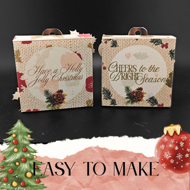 Christmas Santa Ornament Square Tunnel Box for DIY personalize ornament
