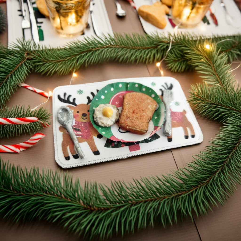 1:6 , 10 items Christmas banners, plates, plate mats Christmas party or dinner