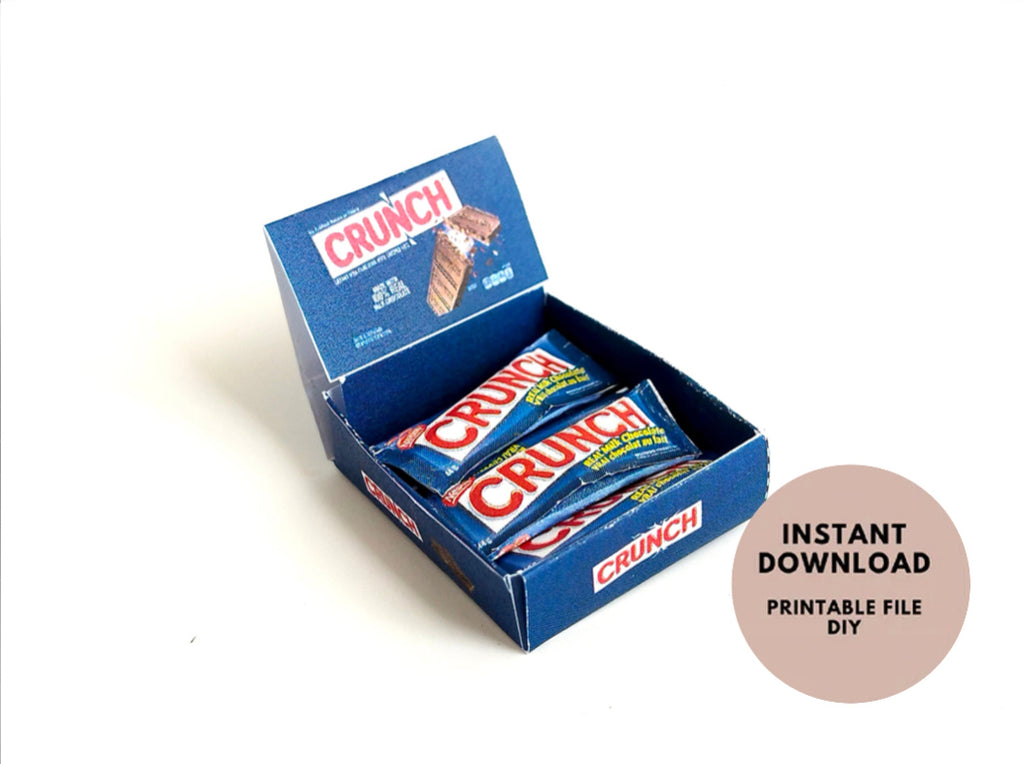 1 6 Scale, chocolate bar Supermarket Display Box and Chocolate Set - Printable Dollhouse Snack for Barbies and DIY
