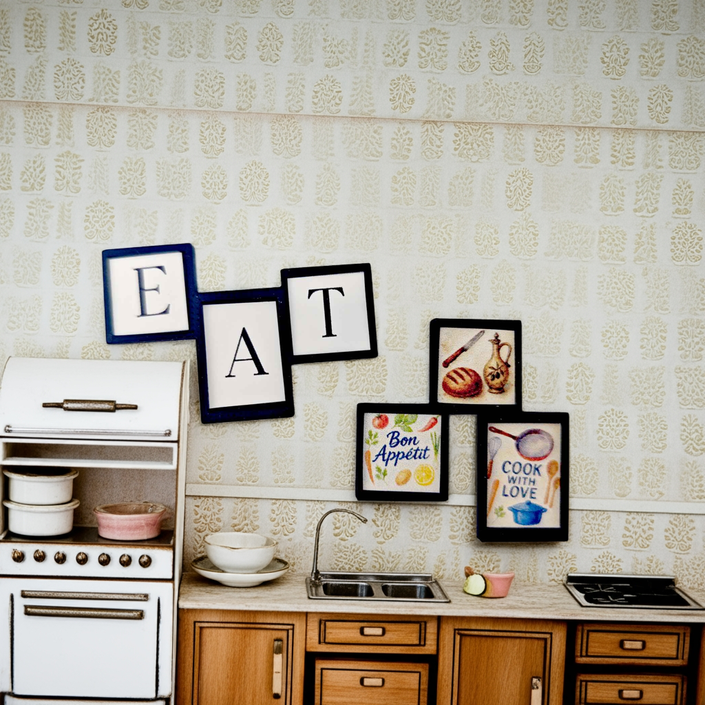1:12 photo frame for mother's day and kitchen. 4 sets of photo graphic included, 3D print file, miniature dollhouse decoration