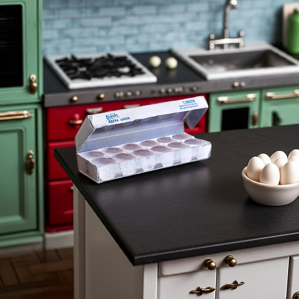 Openable egg box for dollhouse 3 styles for 1:6 scale, dollhouse kitchen, food and baking scene display
