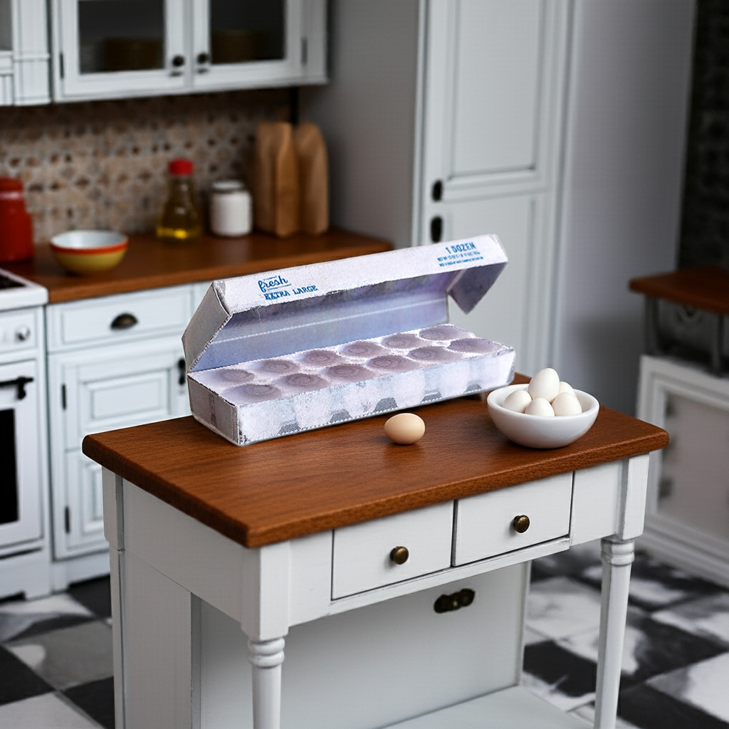 Openable egg box for dollhouse 3 styles for 1:6 scale, dollhouse kitchen, food and baking scene display